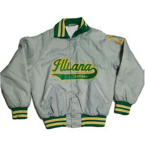GEM Sportswear ILLIANA Softball Bomber Jacket Nylon Snap USA Made L Vintage Men'